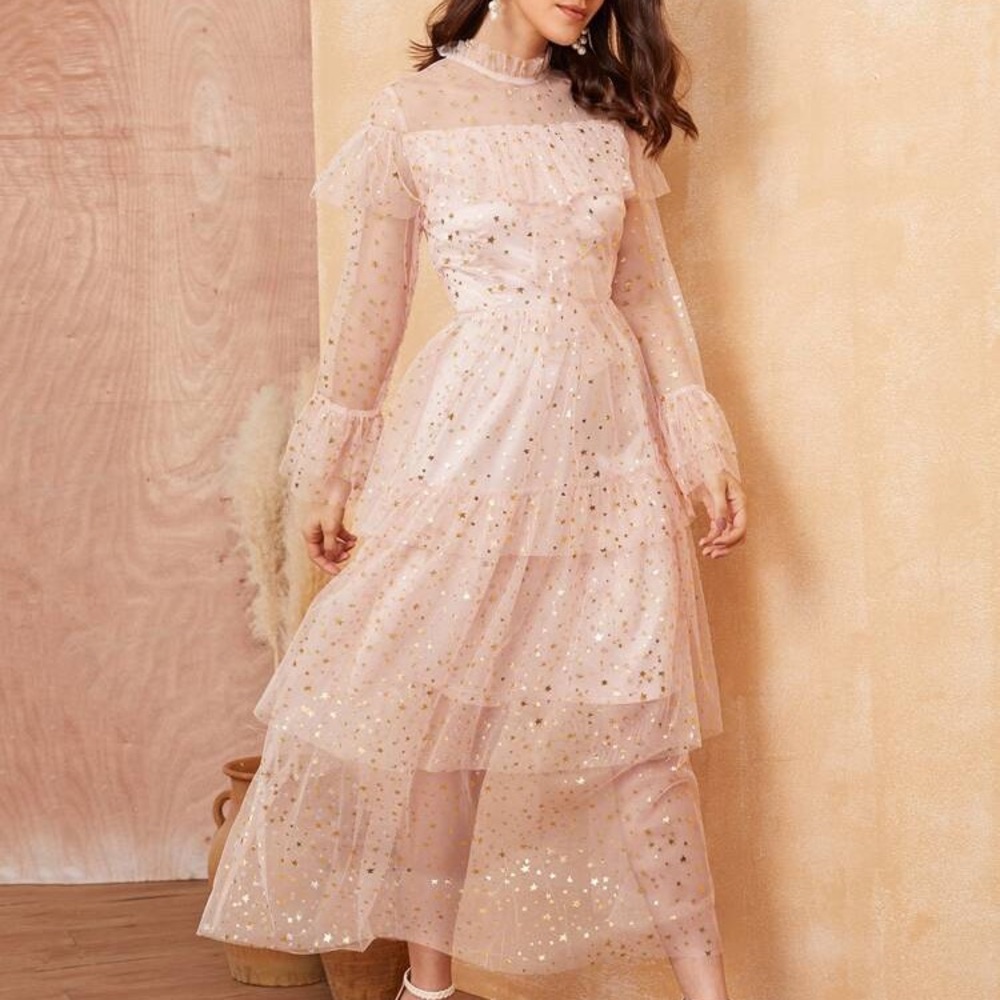 Romantic Pink Layered Dress - Picture 2 of 5